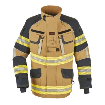 Einsatzjacke X-Pro Dynamic, sand/schwarzblau, Rückenschild FEUERWEHR leuchtgelb