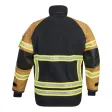 Einsatzjacke X-Pro Dynamic, schwarzblau/sand, Rückenaufdruck FEUERWEHR leuchtgelb
