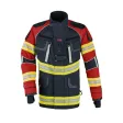 Einsatzjacke X-Pro Dynamic, dunkelblau/rot, Rückenaufdruck FEUERWEHR leuchtgelb